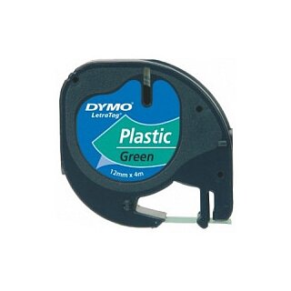 Dymo LabelWriter - LetraTag Kunststoff Etiketten - 12 mm x 4 m - Schwarz auf Grün - (S0721640)