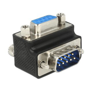 D-Sub 9 Pin Stecker > Buchse 270° gewinkelt Mutter und Schraube tauschbar