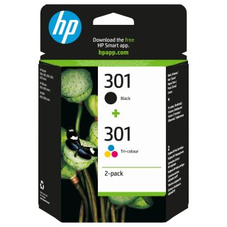 HP Tinte 301 N9J72AE Combo 2er Pack Schwarz & Color (Cyan/Magenta/Gelb)