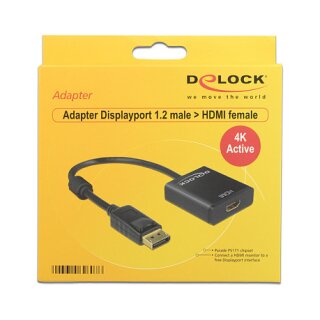 Adapter DisplayPort 1.2 Stecker > HDMI Buchse 4K Aktiv schwarz