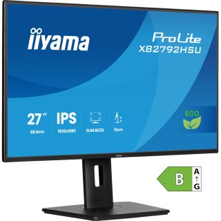 68,6cm/27" (1920x1080) iiyama ProLite XB2792HSU-B1 16:9 IPS 3ms 100Hz HDMI DisplayPort USB VESA Speaker Pivot Black
