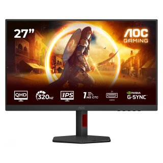 AOC Gaming Q27G4SRU - 27 Zoll QHD, 300 Hz, 1 ms, HDR400 2560x1440, 2x HDMI 2.1, DisplaPort 1.4, USB Hub schwarz-rot