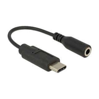 DeLock USB-C > Klinkenbuchse 14cm Adapter Schwarz