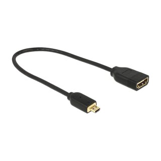 Kabel High Speed HDMI mit Ethernet – HDMI Micro-D Stecker > HDMI-A Buchse 3D 4K 20 cm