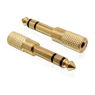 Adapter Klinke 6,35 mm Stecker > 3,5 mm Buchse 3 Pin Metall