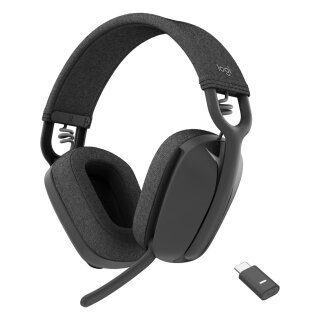 Logitech Zone Vibe Wireless Headset full size Bluetooth Wireless USB-C via Bluetooth Adapter Graphite Certified for Microsoft Teams