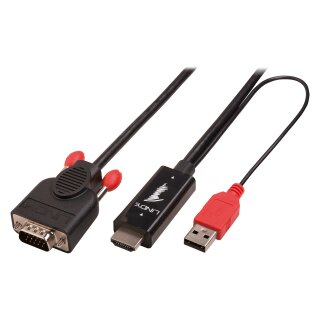 LINDY HDMI an VGA Kabel mit USB Typ A für Strom 1080p 2m