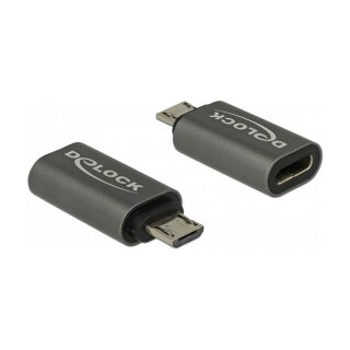 DELOCK Adapter USB 2.0 Micro-B Stecker zu USB Type-C 2.0 Buchse anthrazit