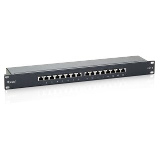 Equip Patchpanel 16x RJ45 Cat6 19" FTP 1HE ISO/IEC schwarz