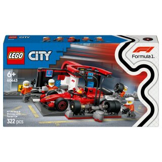 LEGO 60443 City F1 Boxenstopp mit Boxencrew und Ferrari Flitzer