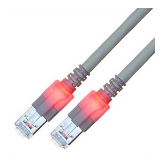 EasyLan DualBoot LED Patchkabel RJ45 S/FTP Cat.6 (Class E), mit saCon Stecker, LSOH, grau, 2,5 m