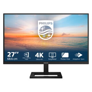 68,6cm/27" (3840x2160) Philips 27E1N1900AE 16:9 4K UHD IPS HDR10 4ms 60Hz 2xHDMI USB-C Speaker Black