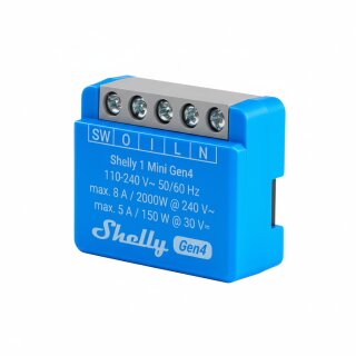 Shelly Relais "1 Mini Gen4 2er Pack" max 8A 1 Kanal WLAN Matter Zigbee Bluetooth