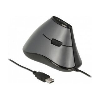 DELOCK ergonom. Maus vertikal optisch 5-Tasten + 1.8m Kabel