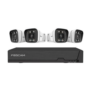 FOSCAM FNA108E-B4-2T Überwachungskameraset 4 Kameras mit Recorder Weiß