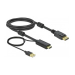 DELOCK HDMI M DisplayPort M 4K cable 2m powered by USB A...