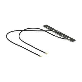 DELOCK Antenne Doppel WLAN MHF IV Stecker 802.11 ac/a/h/b/g/n 5 dBi 2x150mm PCB intern