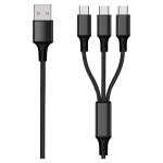 2GO 3in1 USB Ladekabel USB Type-C Nylon 1,5m schwarz