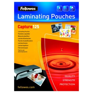 Fellowes Laminierfolie glänzend A6 125 Mikron 100er Pack