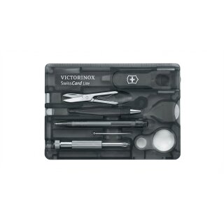 V-0.73 33.T3 Taschenmesser Swiss Card Lite,s chwarz transparent