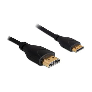 Kabel High Speed HDMI mit Ethernet - HDMI-A Stecker > HDMI Mini-C Stecker 4K 1 m Slim