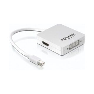 DELOCK Adapter mini Displayport 1.1 Stecker > Displayport / HDMI / DVI Buchse Passiv weiss