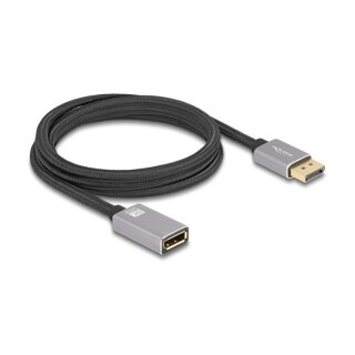 DELOCK DisplayPort Verlngerungskabel 8K 60 Hz 2 m grau Metall ohne Einrastfunktion