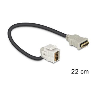 Keystone Modul HDMI Buchse 110° > HDMI Buchse mit Kabel weiß