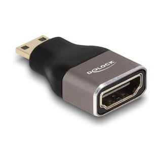 HDMI Adapter Mini-C Stecker zu A Buchse 8K 60 Hz grau Metall
