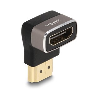 DELOCK HDMI Adapter Stecker zu Buchse 90 oben gewinkelt 8K 60 Hz grau Metall