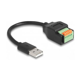 USB 2.0 Kabel Typ-A Stecker zu Terminalblock Adapter mit Drucktaster 15 cm