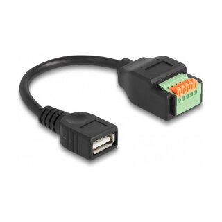 USB 2.0 Kabel Typ-A Buchse zu Terminalblock Adapter mit Drucktaster 15 cm
