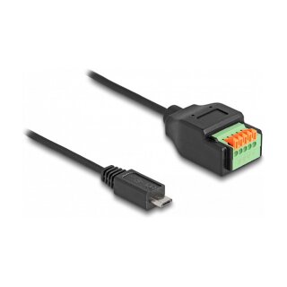USB 2.0 Kabel Typ Micro-B Stecker zu Terminalblock Adapter mit Drucktaster 15 cm