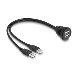 USB 2.0 Kabel 2 x USB Typ-A Stecker zu 2 x USB Typ-A Buchse zum Einbau 1 m schwarz