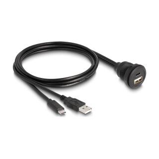 USB 2.0 Kabel USB Typ-A Stecker und USB Type-C™ Stecker zu USB Typ-A Buchse und USB Type-C™ Buchse zum Einbau 1 m schwarz