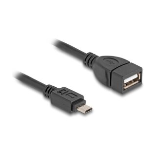 USB 2.0 OTG Kabel Typ Micro-B Stecker zu Typ-A Buchse 11 cm