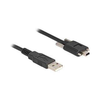 DELOCK USB 2.0 Kabel Typ-A Stecker zu Typ Mini-B Stecker mit Schraubenabstand 13mm 1m schwarz