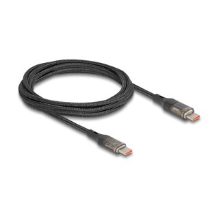 USB 2.0 Daten- und Schnellladekabel USB Type-C™ Stecker zu Stecker PD 3.0 100 W mit Leistungsanzeige transparent 2 m