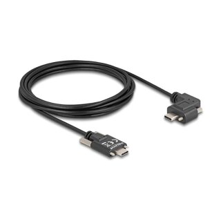 USB 2.0 Kabel USB Type-C™ Stecker mit Schrauben zu USB Type-C™ Stecker mit Schrauben gewinkelt links / rechts PD 3.0 60 W 3 m