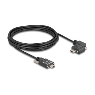 USB 2.0 Kabel USB Type-C™ Stecker mit Schrauben zu USB Type-C™ Stecker mit Schrauben gewinkelt links / rechts PD 3.0 60 W 5 m
