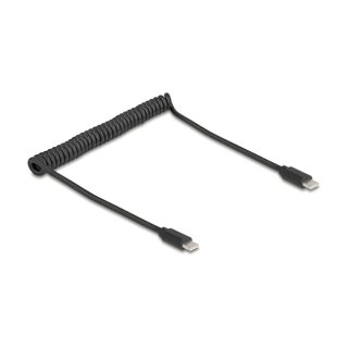 USB 2.0 Type-C™ Spiralkabel Stecker zu Stecker 0,45 m bis 0,75 m schwarz
