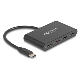 DELOCK USB 3.2 Gen 1 USB Type-C Hub mit 3 x USB Type-C Buchse + 1 x USB Type-C PD 100 Watt