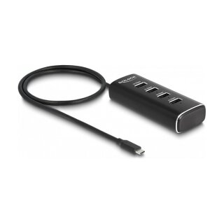 DELOCK 4 Port USB 10 Gbps Hub mit USB Type-C Anschluss 60cm Kabel und Schalter fur jeden Port