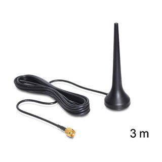 GSM UMTS Sixband Antenne SMA 0 dBi omnidirektional mit magnetischem Standfuß starr schwarz