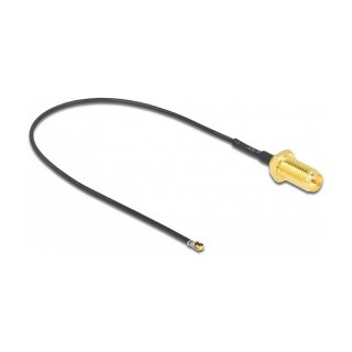 Antennenkabel RP-SMA Buchse zum Einbau zu I-PEX Inc., MHF® 4L LK Stecker 1.37, 20 cm Gewindelänge 10 mm