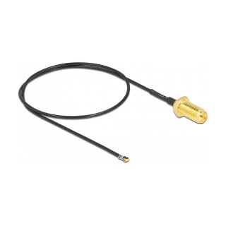 Antennenkabel RP-SMA Buchse zum Einbau zu I-PEX Inc., MHF® 4L LK Stecker 1.37, 35 cm Gewindelänge 10 mm