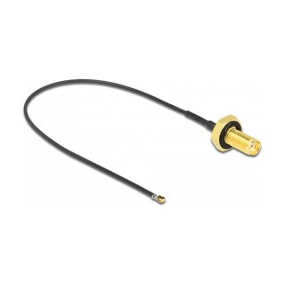 Antennenkabel SMA Buchse zum Einbau zu I-PEX Inc., MHF® 4L LK Stecker 1.37, 20 cm Gewindelänge 10 mm spritzwassergeschützt