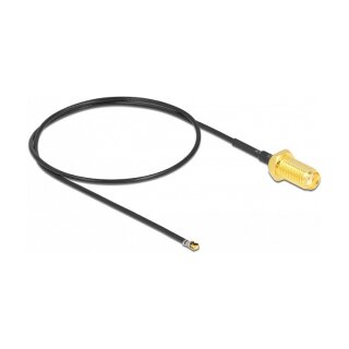 Antennenkabel SMA Buchse zum Einbau zu I-PEX Inc., MHF® 4L LK Stecker 1.37, 35 cm Gewindelänge 10 mm