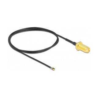 Antennenkabel SMA Buchse zum Einbau zu I-PEX Inc., MHF® 4L LK Stecker 1.37, 50 cm Gewindelänge 10 mm