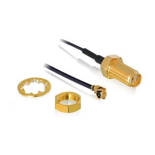 Antennenkabel SMA Buchse zum Einbau zu I-PEX Inc., MHF® I Stecker 1.37, 50 cm Gewindelänge 10 mm